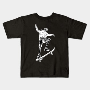 halloween skeleton skateboard white Kids T-Shirt
